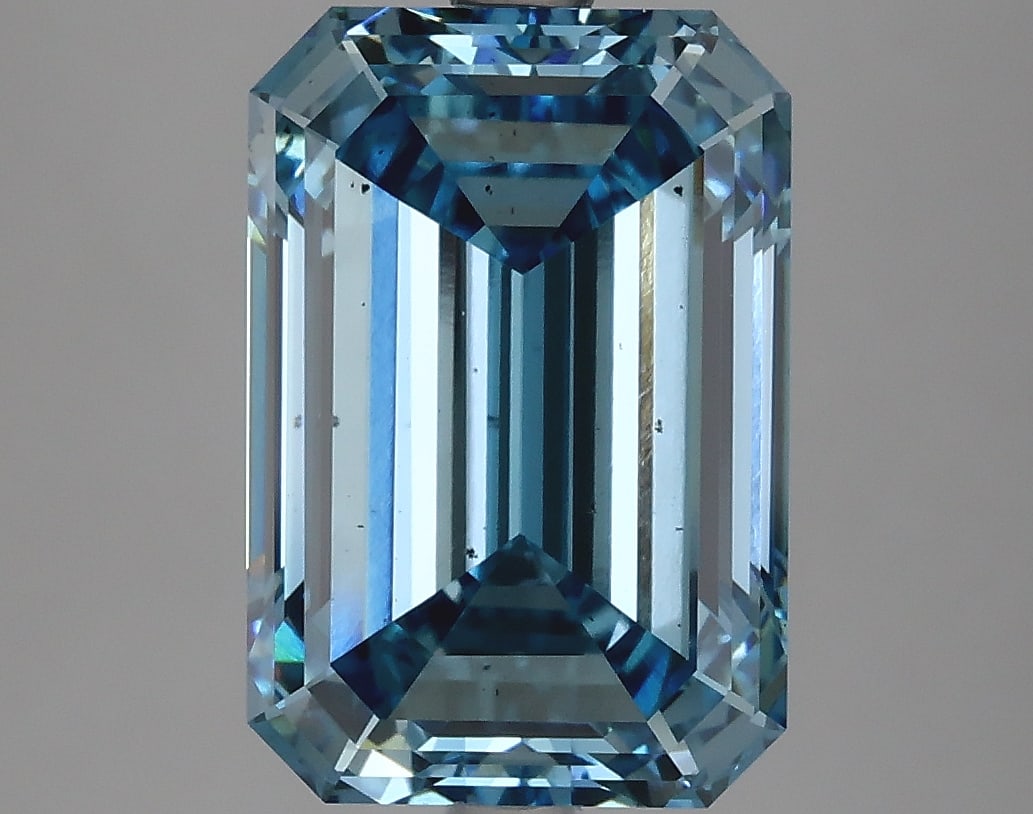 5.14ct Emerald Cut Lab Grown Diamond: IGI CertifiedEmeraldCut Loose Diamond (LAB GROWN) - Weight:5.14 ctw; Color: Fancy Intense Blue; Clarity: VS2 #3SS98769v15