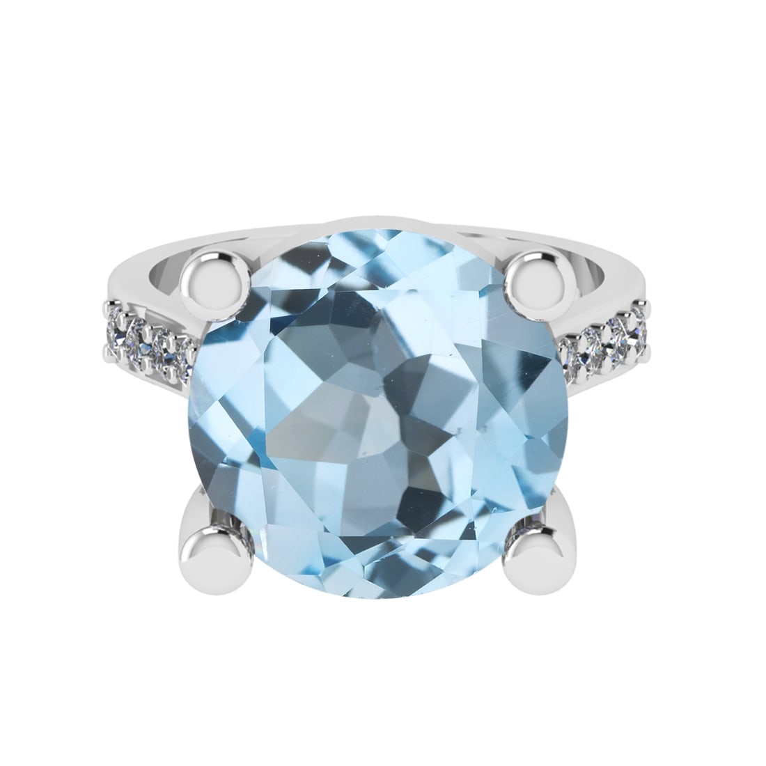 3.25 Ctw VS/SI1 Blue Topaz And Diamond 14K White Gold Engagement Ring( ALL: Center Stone Weight : 2.90 Ctw ( Round Cut ) Center Stone Color : Blue Topaz Stone Setting : Prong Side Diamond Weight Of Ctw 0.35 Ctw Side Stone Color : J-K Stone Clarity : VS/SI1 Stone Setting :