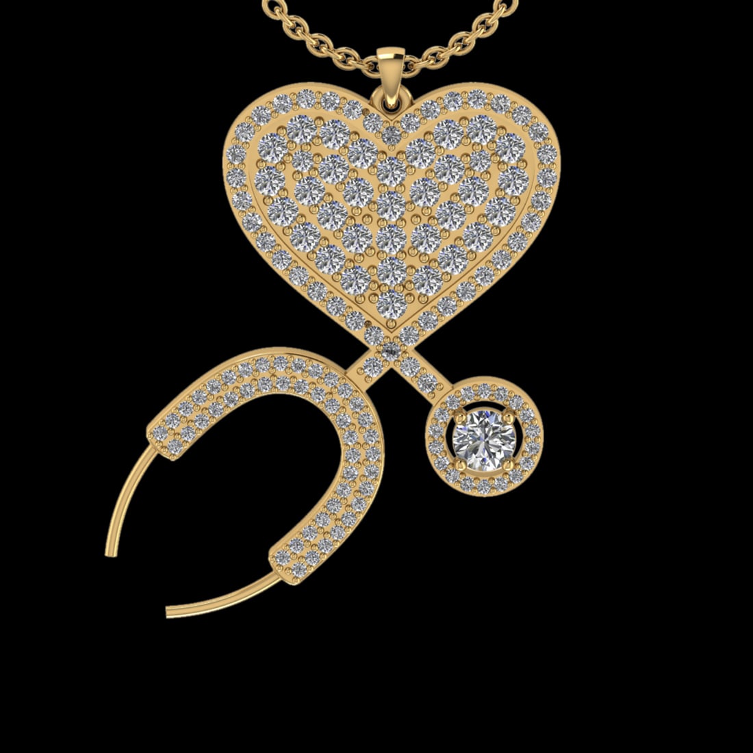 2.40 Ctw VS/SI1 Diamond 10K Yellow Gold Veterinary Doctor theme Pendant (AL: Total Diamond Weight :-2.40 Ctw (Round cut) Color :- J-K Clarity : VS/SI1 Setting : Prong Metal Weight : Approx 6.80 gram 10K Yellow Gold Veterinary Doctor theme Pendant (ALL DIAMOND ARE LAB GROWN )