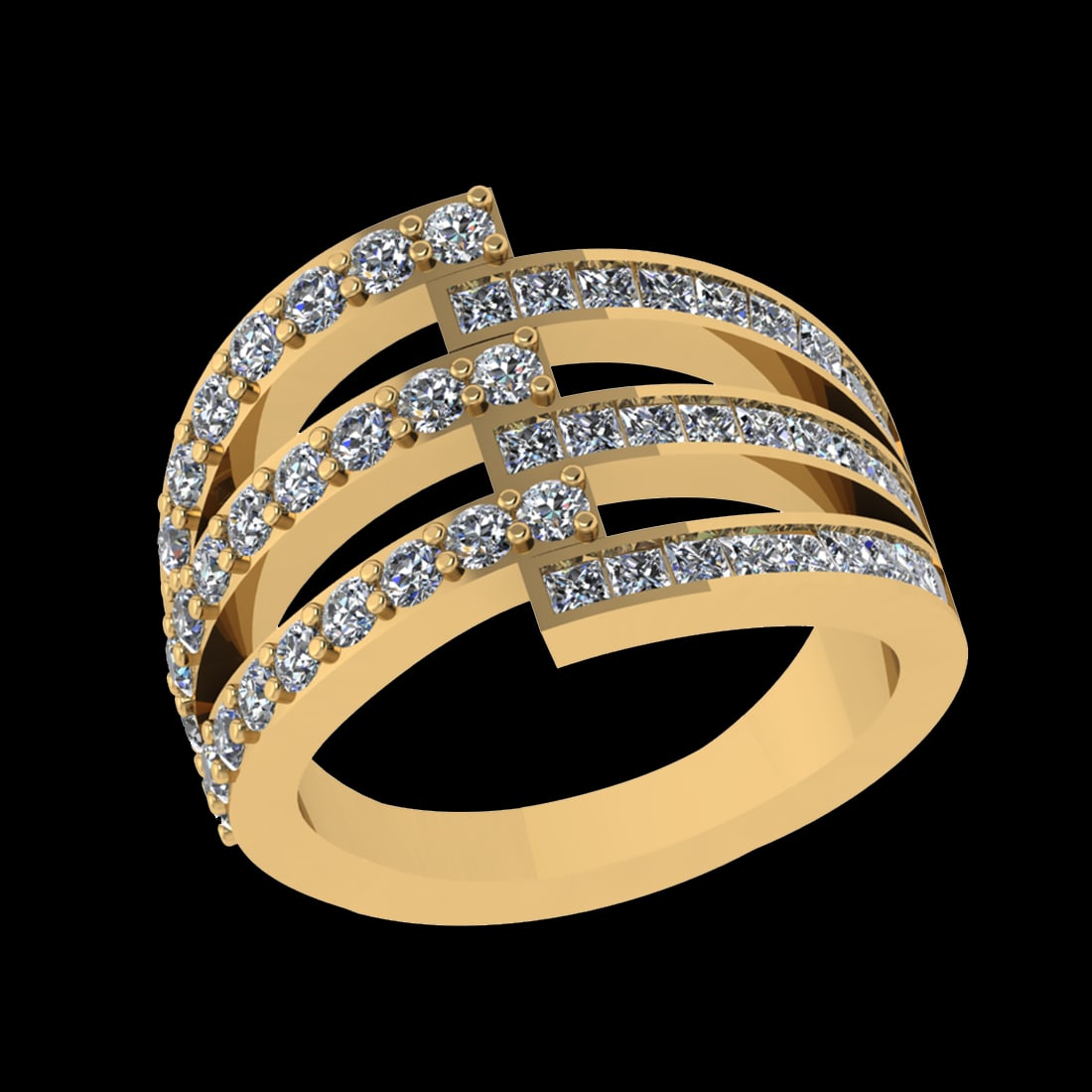 1.36 Ctw VS/SI1 Diamond Prong Set 10K Yellow Gold Engagement Ring: Total Daimond Weight :-1.36 Ctw Color : J-K (Round & Princess ) Clarity : VS/SI1 Setting : Prong Metal Weight : Approx 7.21 gram 10K Yellow Gold Engagement Ring Current Ring Size 6 (ALL DIAMOND ARE