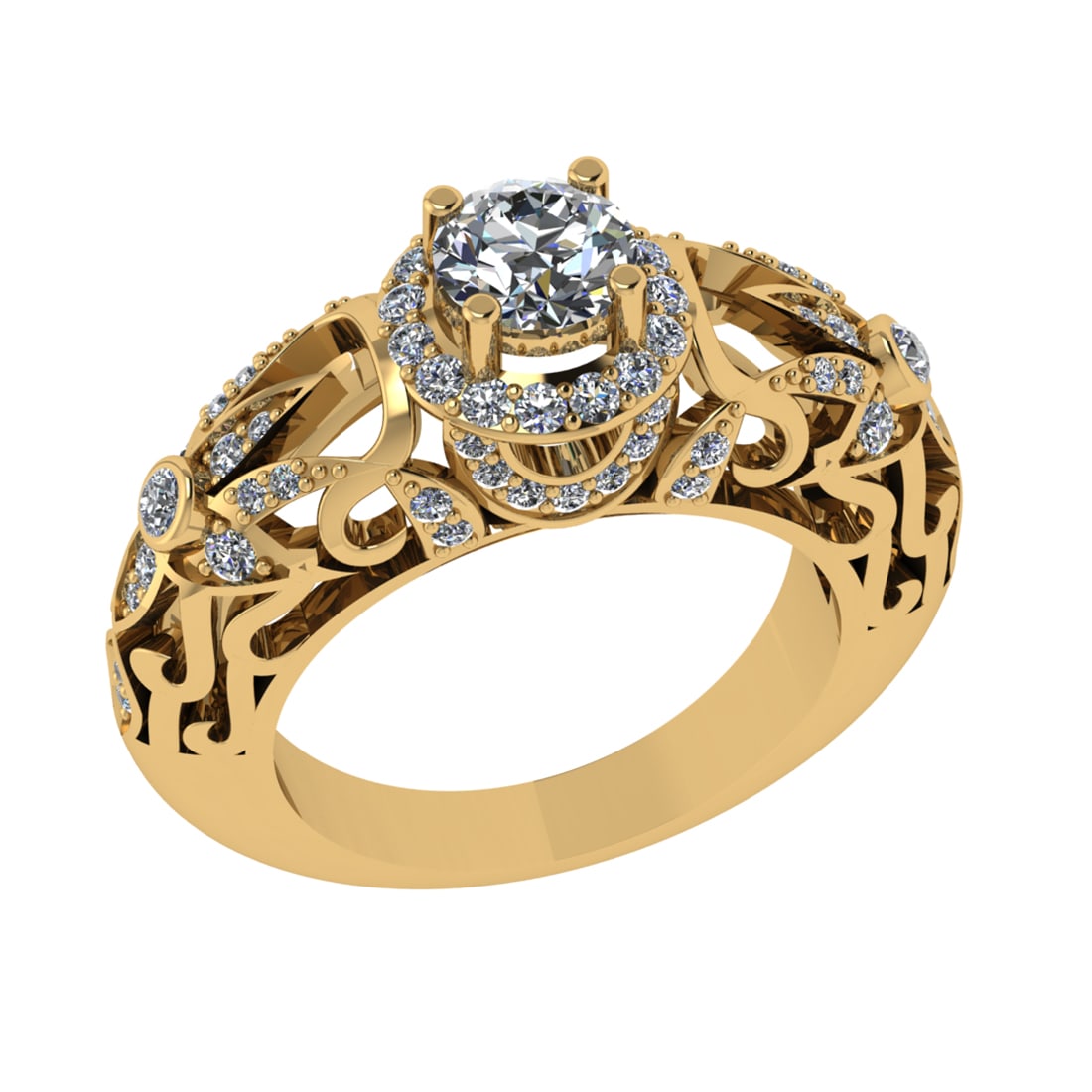 1.45 Ctw VS/SI1 Diamond 14k Yellow Gold Engagement Ring (ALL DIAMOND ARE LA: Center Daimond Weight :-0.84 Ctw ( Round Cut) Color : G-H Clarity : VS/SI1 Side Diamond Weight Of Ctw 0.61 Ctw Color : G-H Clarity : VS/SI1 Daimond Setting : Prong Metal Weight : Approx 6.64 gram 14k