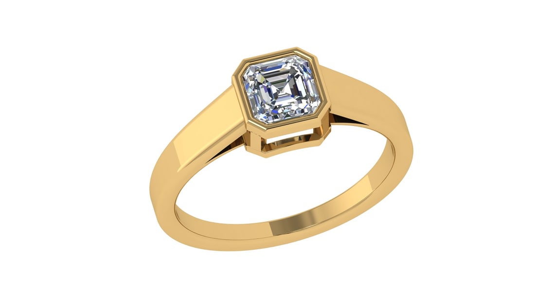 1.00 Ctw SI2/SI1 Diamond Bezel Set 14k Yellow Gold Solitaire Ring: Center Daimond Weight :-1.00 Ctw ( Asscher Cut) Color : G-H Clarity : SI2/SI1 Daimond Setting : Bezel Metal Weight : Approx 3.40 gram 14k Yellow Gold Solitaire Ring Current Ring Size 6 (ALL DIAMOND AR