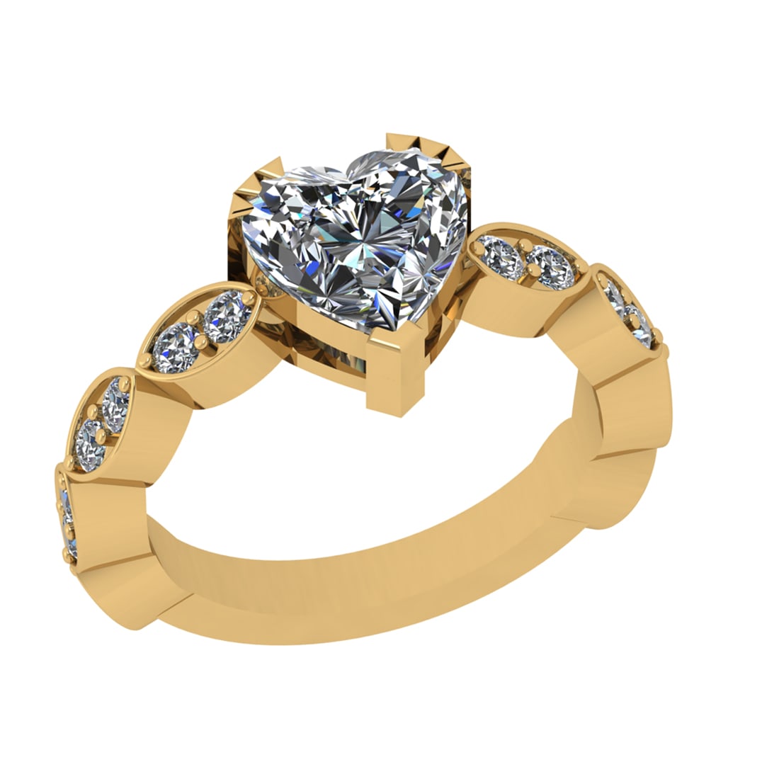 2.56 Ctw SI1/SI2 Diamond Prong Set 14k Yellow Gold Engagement Ring: Center Daimond Weight :-2.00 Ctw ( Heart Cut ) Color : G-H Clarity : SI1/SI2 Side Diamond Weight Of Ctw 0.56 Ctw Color : G-H Clarity : SI1/SI2 Daimond Setting : Prong Metal Weight : Approx 4.91 gram 1