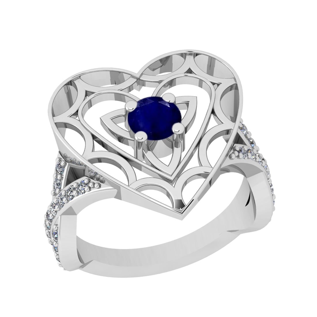 0.90 Ctw VS/SI1 Blue Sapphire and Diamond Prong Set 14k white Gold Engageme: Center Stone Weight :-0.50 Ctw ( Round Cut ) Center Stone Color :-Blue Sapphire Center Stone Setting : Prong Side Diamond Weight Of Ctw :- 0.40 Ctw Color : J-K Clarity : VS/SI1 Daimond Setting : Prong