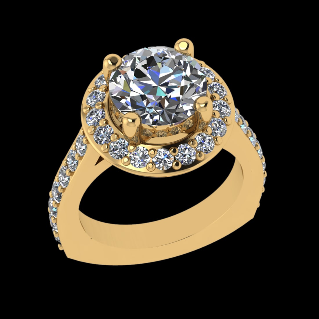 5.08 Ctw VS/SI1 Diamond 10k Yellow Gold Engagement Ring (ALL DIAMOND ARE LA: Center Daimond Weight :-3.87 Ctw ( Round Cut) Color : J-K Clarity : VS/SI1 Side Diamond Weight Of Ctw 1.21 Ctw Color : J-K Clarity : VS/SI1 Daimond Setting : Prong Metal Weight : Approx 8.46 gram 10k