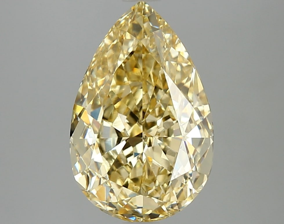 4.06ct Pear Cut Lab Grown Diamond: IGI CertifiedPearCut Loose Diamond (LAB GROWN) - Weight:4.06 ctw; Color: Fancy Intense Yellow; Clarity: VVS2 #3SS98679v15