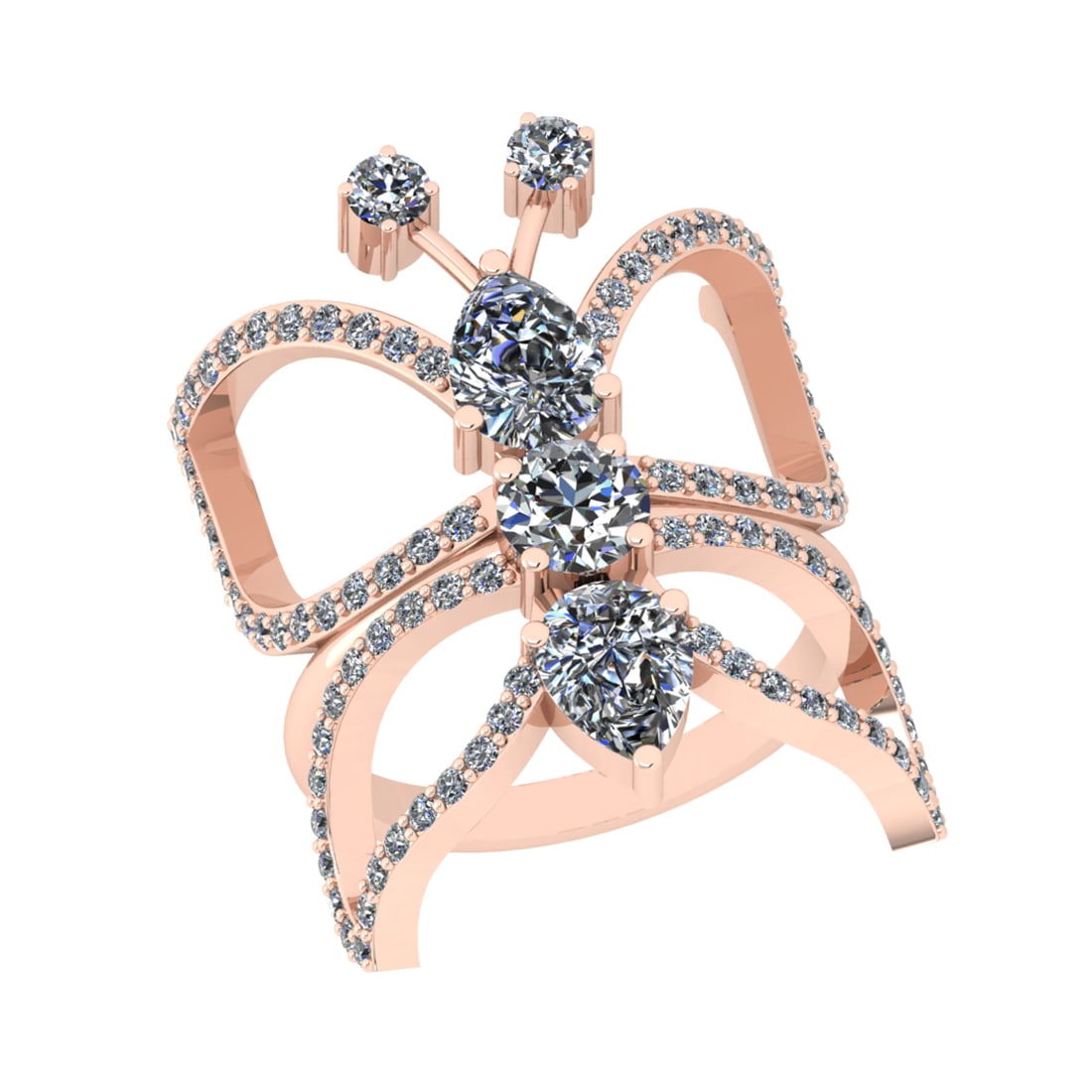 2.89 Ctw SI1/SI2 Diamond Prong Set 14k Rose Gold Engagement Ring: Center Daimond Weight :-2.00 Ctw ( Pear & Round Cut ) Color : G-H Clarity : SI1/SI2 Side Diamond Weight Of Ctw 0.89 Ctw Color : G-H Clarity : SI1/SI2 Daimond Setting : Prong Metal Weight : Approx 7.21