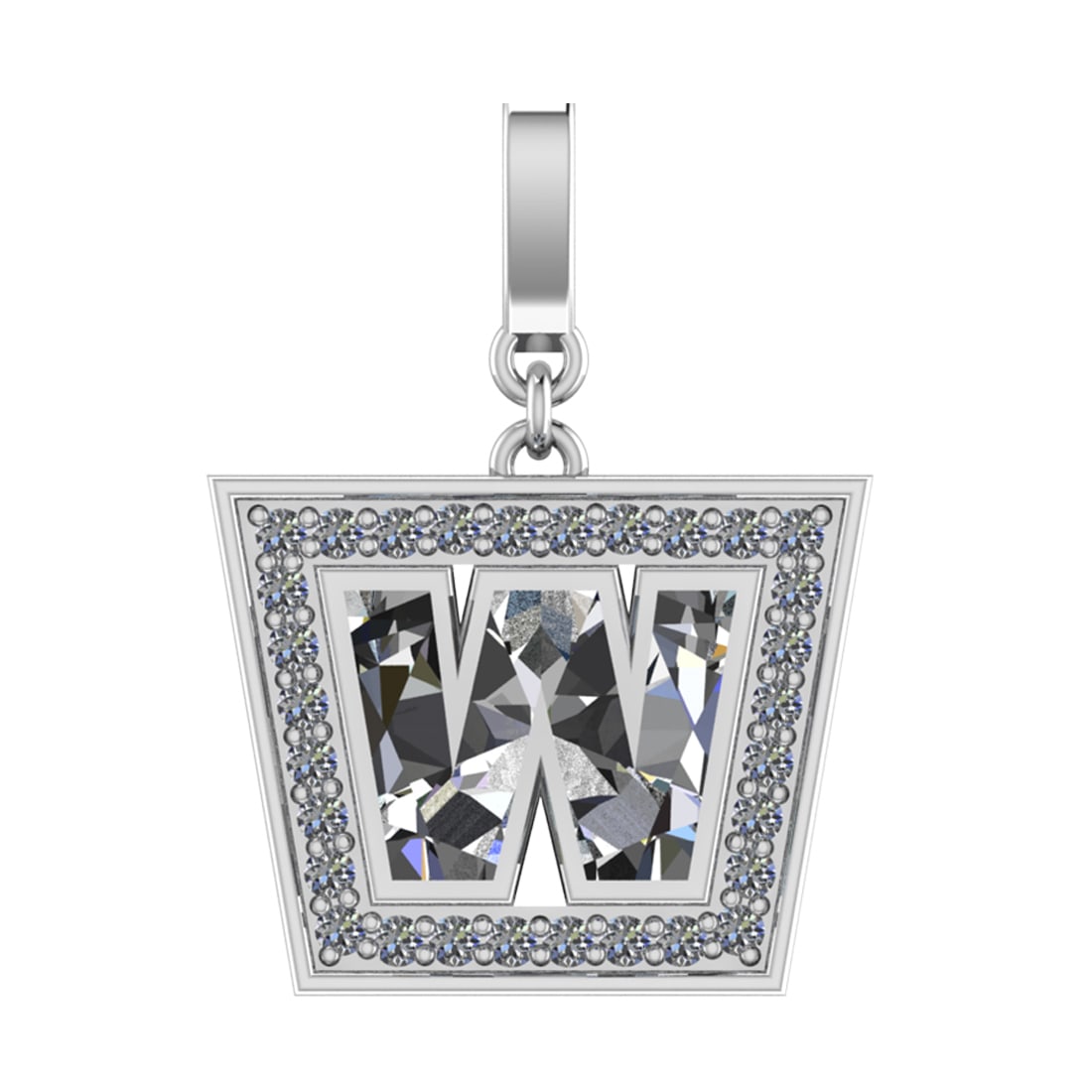 1.16 Ctw SI2/SI1 Diamond Prong Set 14k White Gold Alphabet-W Pendant (ALL D (1 of 1)