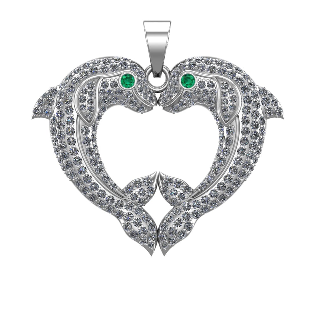 2.50 Ctw VS/SI1 Diamond 14k white Gold Fish Pendant (ALL DIAMOND ARE LAB GR: Eye stone Weight :- 0.07 ctw Eye Stone Color :- Emerald setting :-prong Total Daimond Weight :-2.43 Ctw Color : J-K Clarity : VS/SI1 Setting : Prong Metal Weight : Approx 9.39 gram 14k White Gold Fish