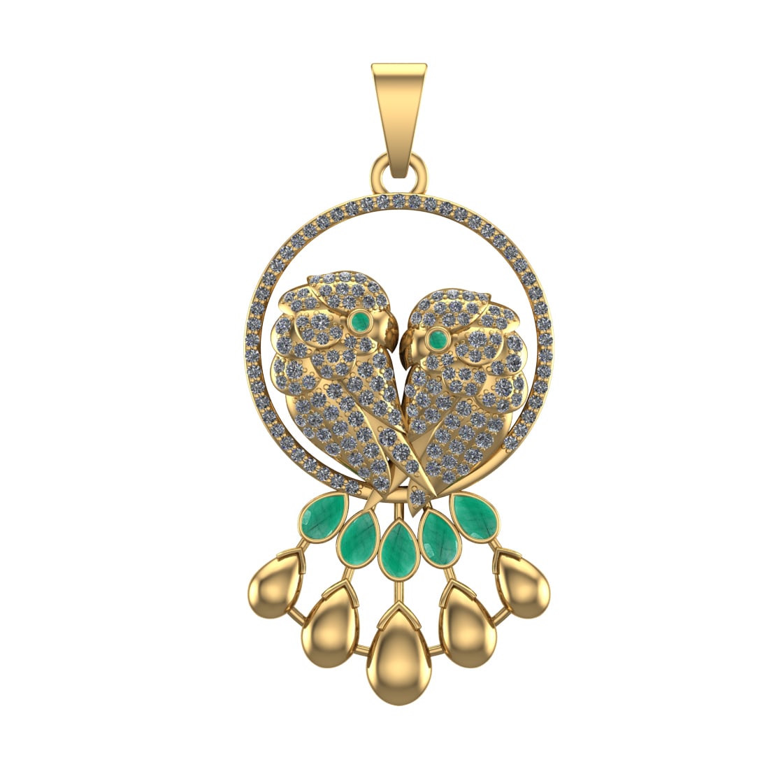 3.73 Ctw VS/SI1 Emerald and Diamond 14k Yellow Gold Pandant (ALL DIAMOND AR (1 of 1)