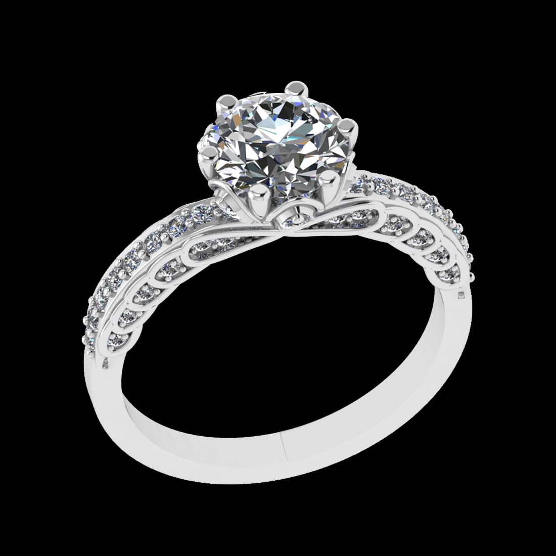 1.91 Ctw VS/SI1 Diamond Prong Set 10K white Gold Engagement Ring: Center Daimond Weight :-1.30 Ctw ( Round Cut) Color : J-K Clarity : VS/SI1 Side Diamond Weight Of Ctw 0.61 Ctw Color : J-K Clarity : VS/SI1 Daimond Setting : Prong Metal Weight : Approx 4.33 gram 10K