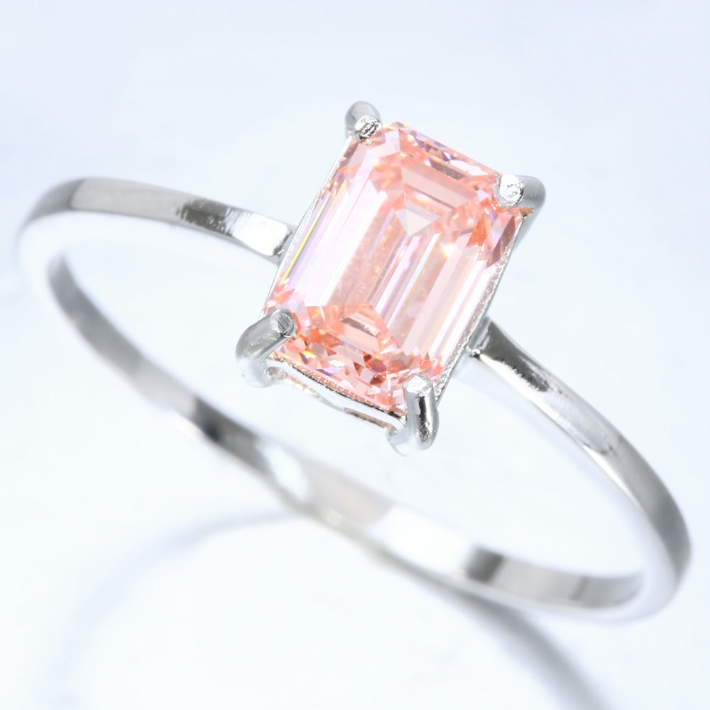 1.04 CT LAB GROWN ( IGI Certified )PINK DIAMOND 14K SOLID WHITE GOLD RING: 1.04 CT LAB GROWN ( IGI Certified )PINK DIAMOND GOLD WEIGHT APPROX : 1.56 GRAM 14K SOLID WHITE GOLD RING #3SS98614v15