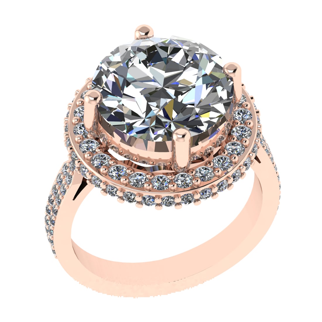 4.21 Ctw VS/SI1 Diamond Prong Set 14k Rose Gold Engagement Ring: Center Daimond Weight :-2.90 Ctw ( Round Cut) Color : G-H Clarity : VS/SI1 Side Diamond Weight Of Ctw 1.31 Ctw Color : G-H Clarity : VS/SI1 Daimond Setting : Prong Metal Weight : Approx 7.21 gram 14k