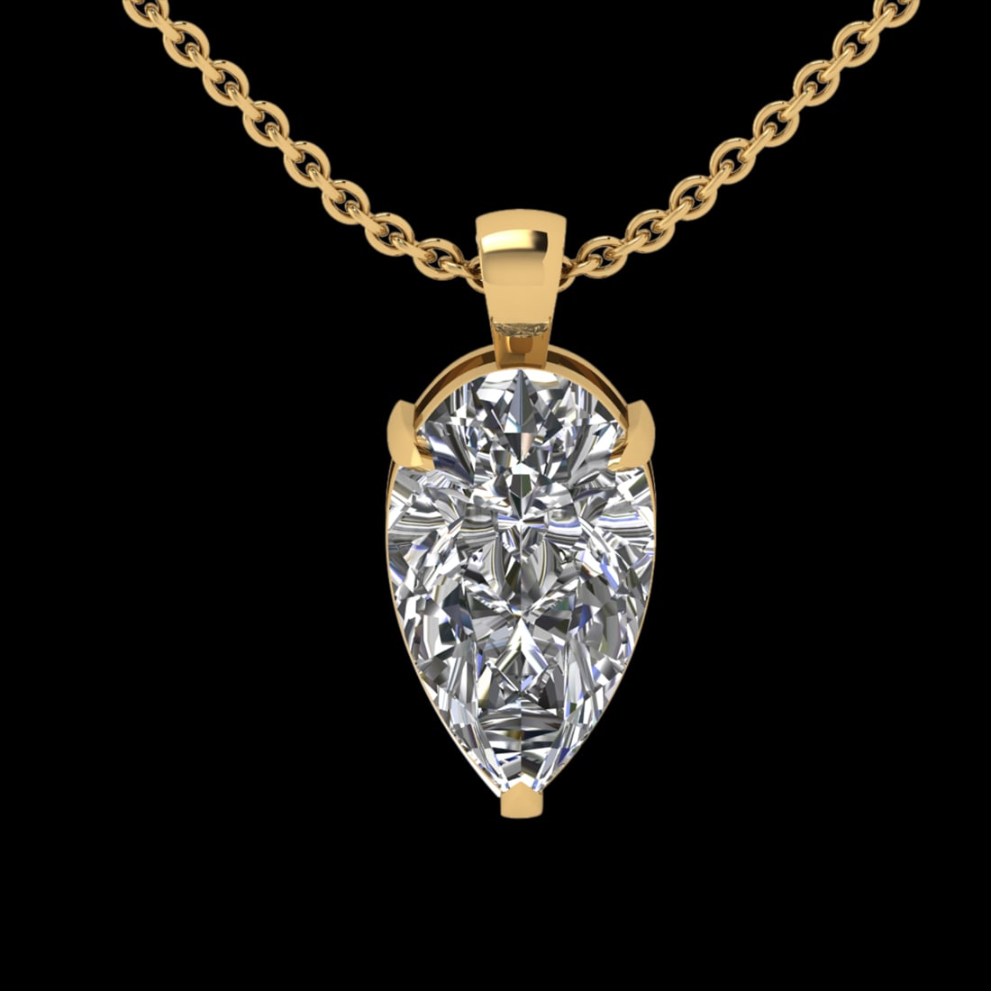 3.58 Ctw VS/SI1 Diamond Style 14 K Yellow Gold Solitaire Necklace(ALL DIAMO: Center Diamond Weight : 3.58 Ctw (Pear Cut) Center Diamond Color :- G-H Center Clarity : VS/SI1 Stone Setting : Prong Metal Weight : Approx 2.80 Gram 14 K Yellow Gold Solitaire Necklace(ALL DIAMOND