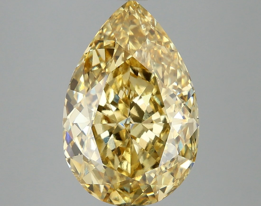 5.09ct Pear Cut Lab Grown Diamond: IGI CertifiedPearCut Loose Diamond (LAB GROWN) - Weight:5.09 ctw; Color: Fancy Vivid Yellow; Clarity: VS1 #3SS98692v15