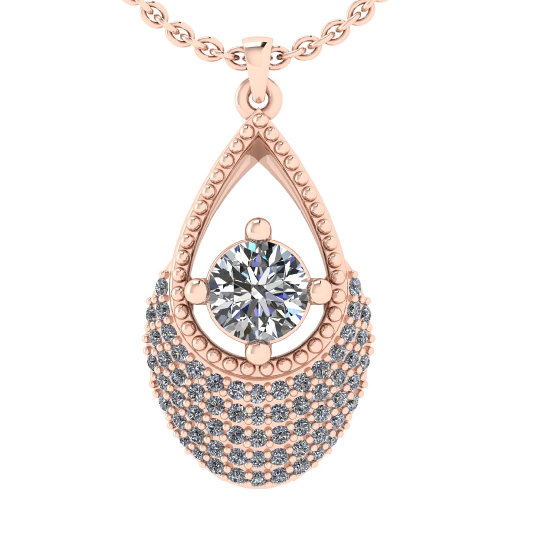 0.80 Ctw VS.SI1 (ALL DIAMOND ARE LAB GROWN ) Diamond 14k Rose Gold Necklace: Center Daimond Weight :-0.50 Ctw ( Round Cut) Color : G-H Clarity : VS.SI1 (ALL DIAMOND ARE LAB GROWN ) Side Diamond Weight Of Ctw 0.30 Ctw Color : G-H Clarity : VS.SI1 (ALL DIAMOND ARE LAB GROWN ) Da