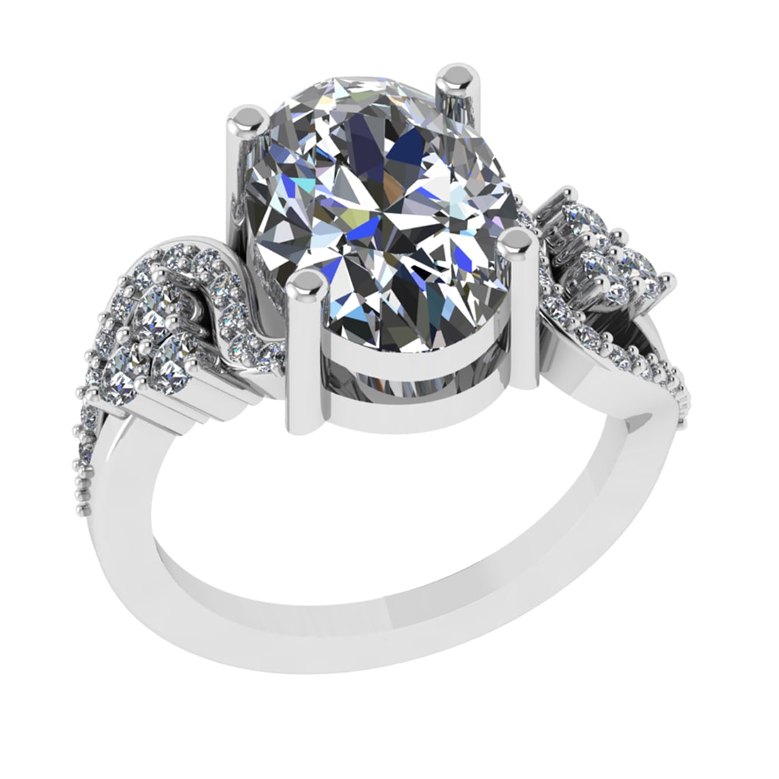 5.10 Ctw VS/SI1 Diamond 14k white Gold Engagement Ring: Center Daimond Weight :-4.50 Ctw ( Oval Cut) Color : G-H Clarity : VS/SI1 Side Diamond Weight Of Ctw 0.60 Ctw Color : G-H Clarity : VS/SI1 Daimond Setting : Prong Metal Weight : Approx 5.14 gram 14k W