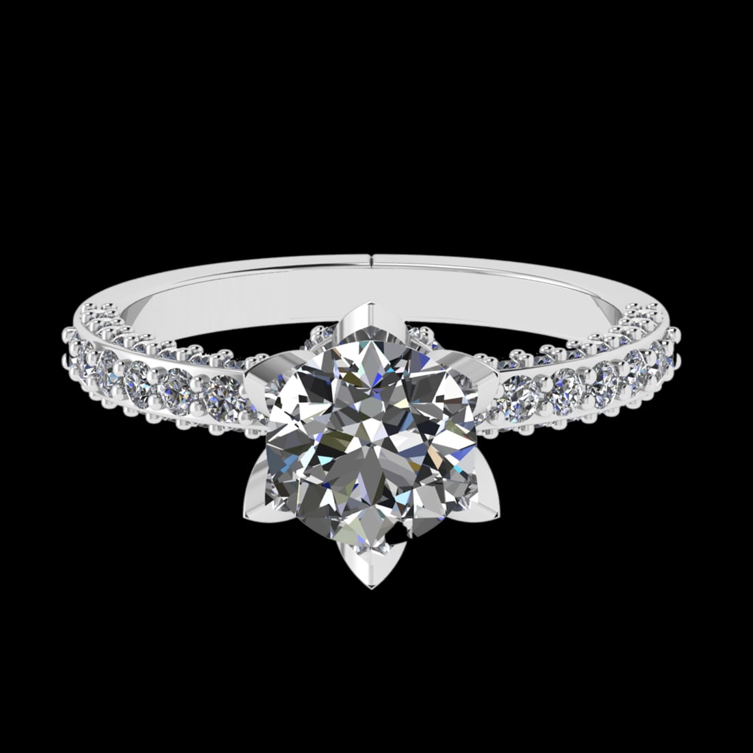 2.17 Ctw VS/SI1 Diamond 10k white Gold Engagement Ring (ALL DIAMOND ARE LAB: Center Daimond Weight :-1.30 Ctw ( Round Cut) Color : J-K Clarity : VS/SI1 Side Diamond Weight Of Ctw 0.87 Ctw Color : J-K Clarity : VS/SI1 Daimond Setting : Prong Metal Weight : Approx 3.86 gram 10k