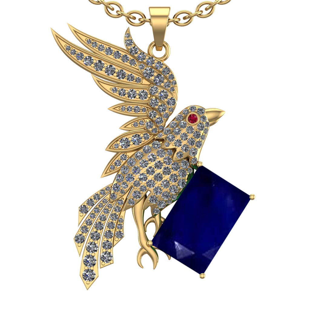 9.27 Ctw VS/SI1 Blue Sapphire and Diamond 14K Yellow Gold Pendant (ALL DIAM (1 of 1)