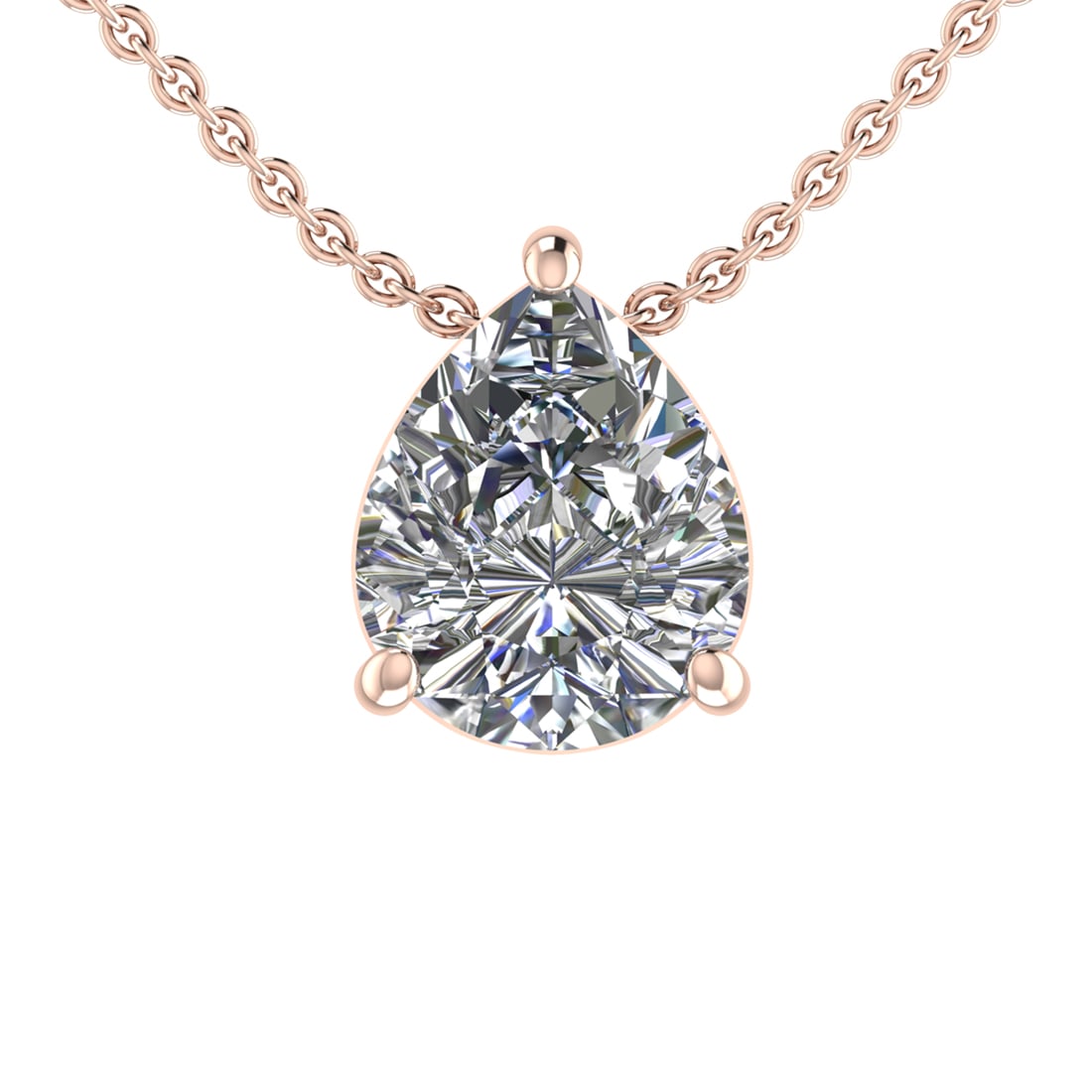 1.40 Ctw SI1/SI2 Diamond Prong Set 14K Rose Gold Solitaire Pendant: Total Daimond Weight :-1.40 Ctw (PearCut) Color : G-H Clarity : SI1/SI2 Setting : Prong Metal Weight : Approx 2.90 gram 14K Rose Gold Solitaire Necklace (ALL DIAMOND ARE LAB GROWN ) #3SS96744v15