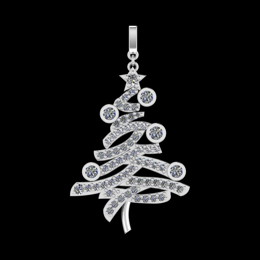 3.81 Ctw VS/SI1 Diamond Prong Set 10k white Gold Chirstmas Tree Theme Penda (1 of 1)