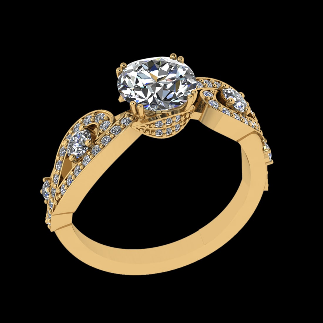1.89 Ctw SI1/SI2 Diamond 10k Yellow Gold Engagement Ring (ALL DIAMOND ARE L: Center Daimond Weight :-1.30 Ctw ( Round Cut) Color : J-K Clarity : SI1/SI2 Side Diamond Weight Of Ctw 0.59 Ctw Color : J-K Clarity : SI1/SI2 Daimond Setting : Prong Metal Weight : Approx 4.33 gram 10