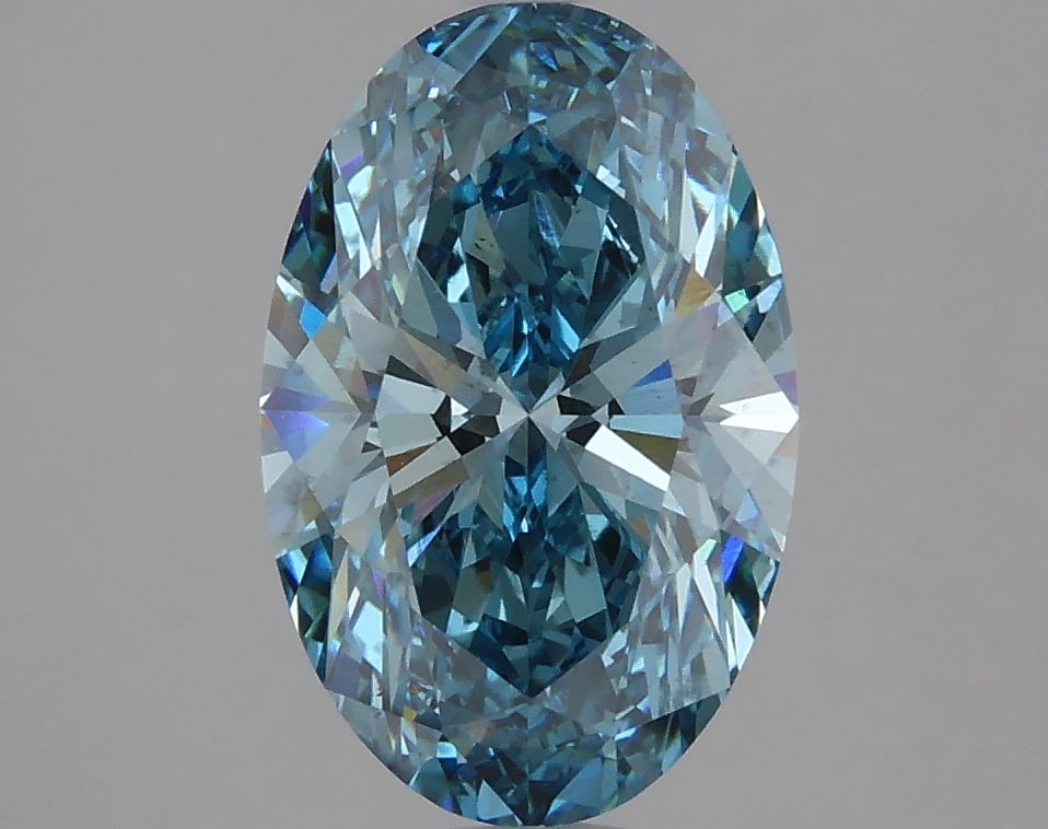 2.5ct Oval Cut Lab Grown Diamond: IGI CertifiedOvalCut Loose Diamond (LAB GROWN) - Weight:2.5 ctw; Color: Fancy Vivid Blue; Clarity: VS2 #3SS98947v15