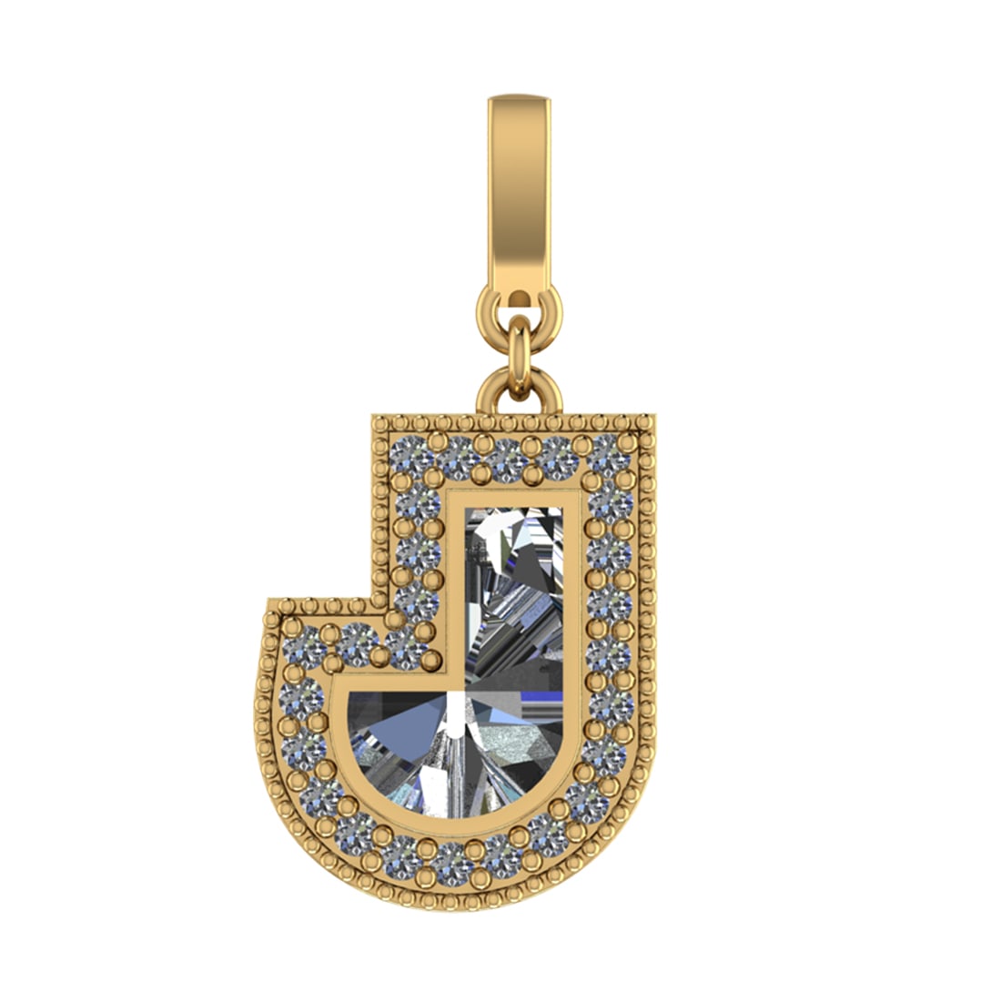 0.80 Ctw SI2/SI1 Diamond Prong Set 14k Yellow Gold Alphabet-J Pendant (ALL (1 of 1)