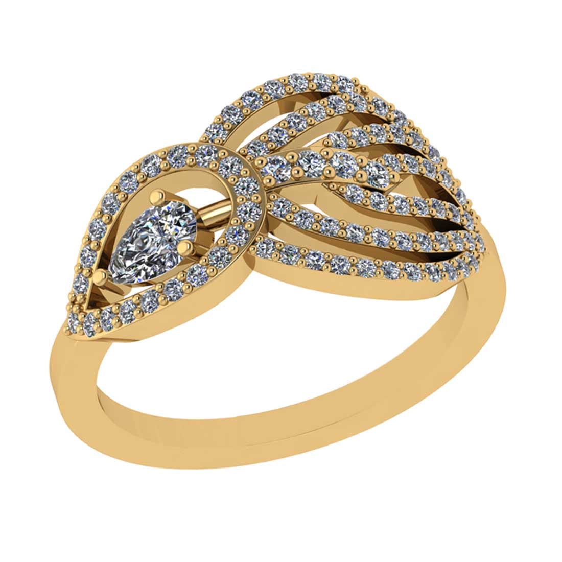 0.67 Ctw VS/SI1 Diamond 14K Yellow Gold Vintage Style Engagement Ring: Center Diamond Weight : 0.25 Ctw (Pear Cut) Center Color :-G-H Center Stone Clarity :- VS/SI1 Center Stone Setting : Prong Side Stone Weight Of Ctw 0.42 Ctw Side Stone Color : G-H Stone Clarity :