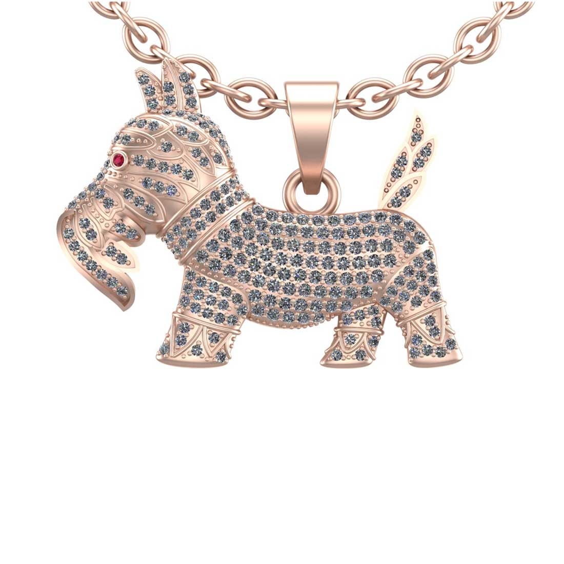 1.38 Ctw VS/SI1 Diamond 10K Rose Gold Necklace (ALL DIAMOND ARE LAB GROWN ): Eye stone weight :0.02 eye stone color :- Ruby Total Diamond Weight : 1.36 Ctw (Round cut) Center Diamond Color :- J-K Center Clarity : VS/SI1 Stone Setting : Prong Metal Weight : Approx 8.90 Gram 10K