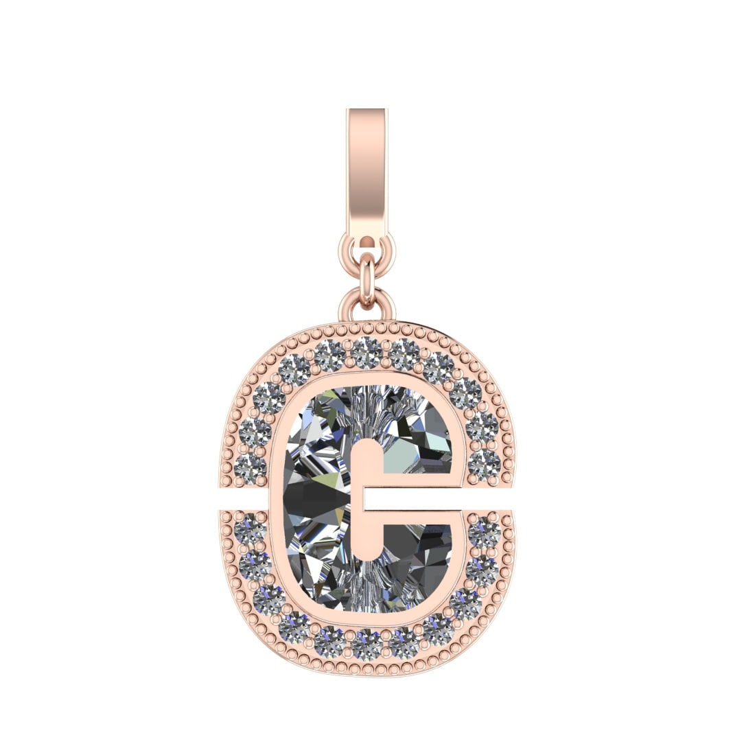 0.80 Ctw SI2/SI1 Diamond Prong Set 14k Rose Gold Alphabet-C Pendant (ALL DI: Center Daimond Weight :-0.66 Ctw Color : White Side Diamond Weight Of Ctw 0.14 Ctw Color : G-H Clarity : SI2/SI1 Daimond Setting : Prong Metal Weight : Approx 2.95 gram 14k Rose Gold Alphabet-C