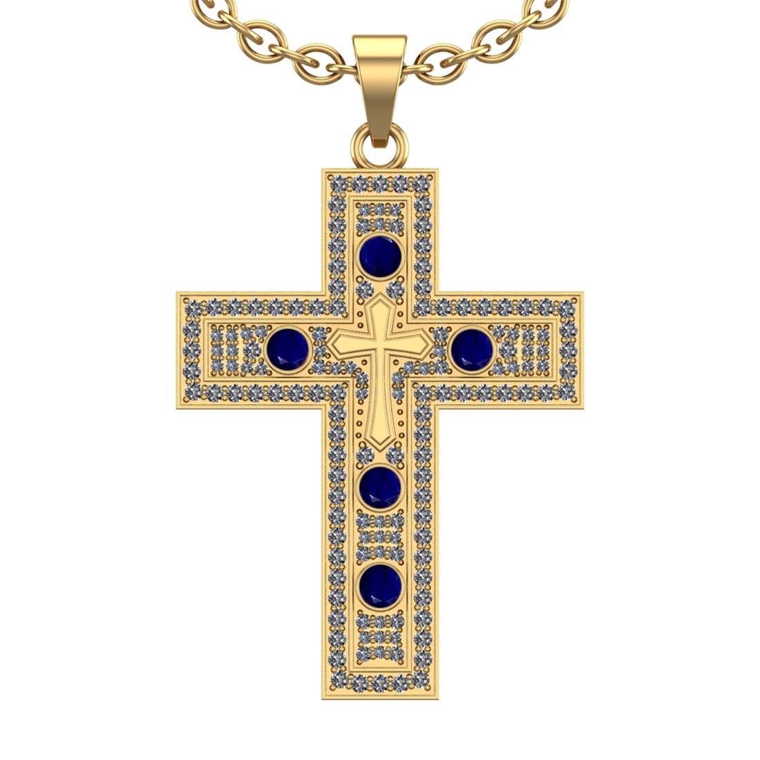 1.96 Ctw VS/SI1 Blue Sapphire and Diamond 14k Yellow Gold (ALL DIAMOND ARE (1 of 1)