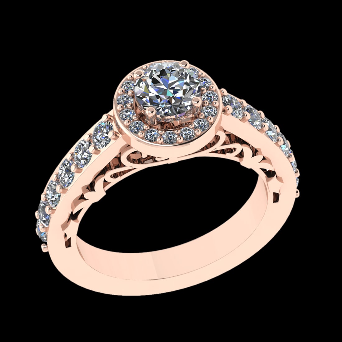 1.66 Ctw VS/SI1 Diamond Prong Set 18k Rose Gold Engagement Ring (ALL DIAMON (1 of 2)
