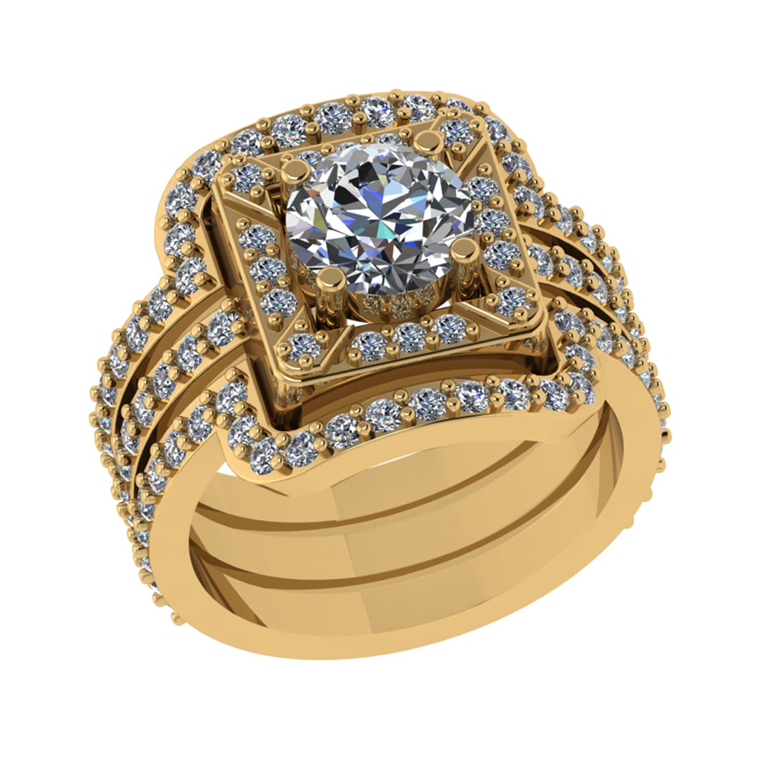 2.61 Ctw SI1/SI2 Diamond 14k Yellow Gold Engagement Halo Ring (ALL DIAMOND (1 of 2)