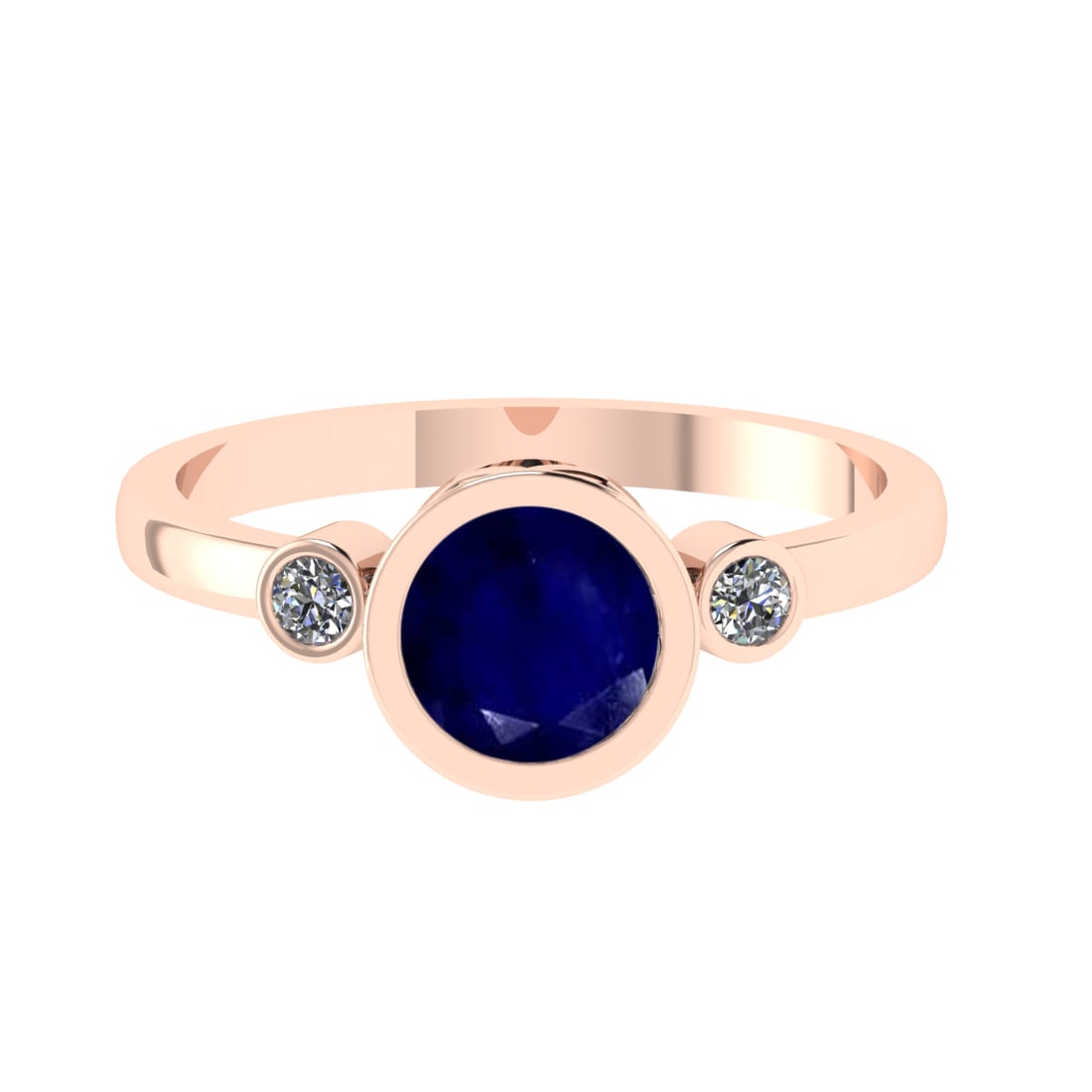 0.91 Ctw VS/SI1 Blue Sapphire and Diamond 14k Rose Gold Engagement Ring (AL (1 of 1)