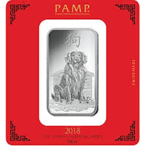 PAMP Suisse 100g Silver Bar ? Lunar Dog (Year of the Dog, 2018), Cert C0007: PAMP Suisse 100g Silver Bar ? Lunar Dog (Year of the Dog, 2018), Cert C000776 #3SS98366v15