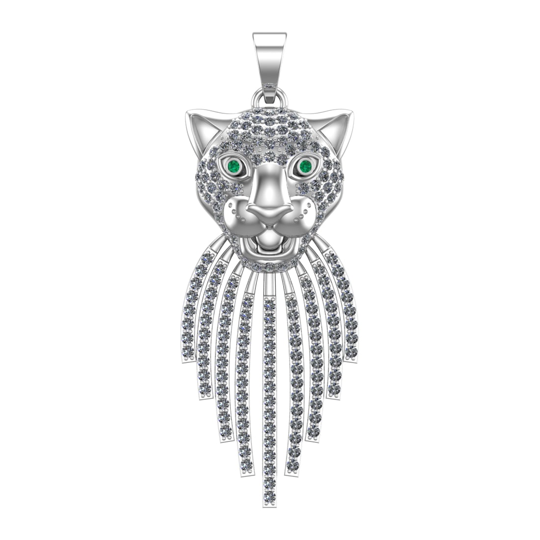 2.34 Ctw SI2/SI1 Diamond Prong Set 14k white Gold Pandant (ALL DIAMOND ARE: Eye Daimond Weight :- 0.02 ctw Eye stone color :- Emerald setting :- Prong Total Daimond Weight :-2.32 Ctw Color : G-H Clarity : SI2/SI1 Setting : Prong Metal Weight : Approx 15.58 gram 14k White Gold