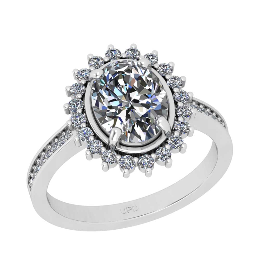 2.44 Ctw VS/SI1 Diamond 14K White Gold Engagement Ring: Center Diamond Weight : 2.00 Ctw (Oval Cut) Center Diamond Color :-G-H Center Stone Setting : Prong Clarity : VS/SI1 Total Weight Of Ctw 0.44 Ctw Color : G-H Clarity : VS/SI1 Stone Setting : Prong Met