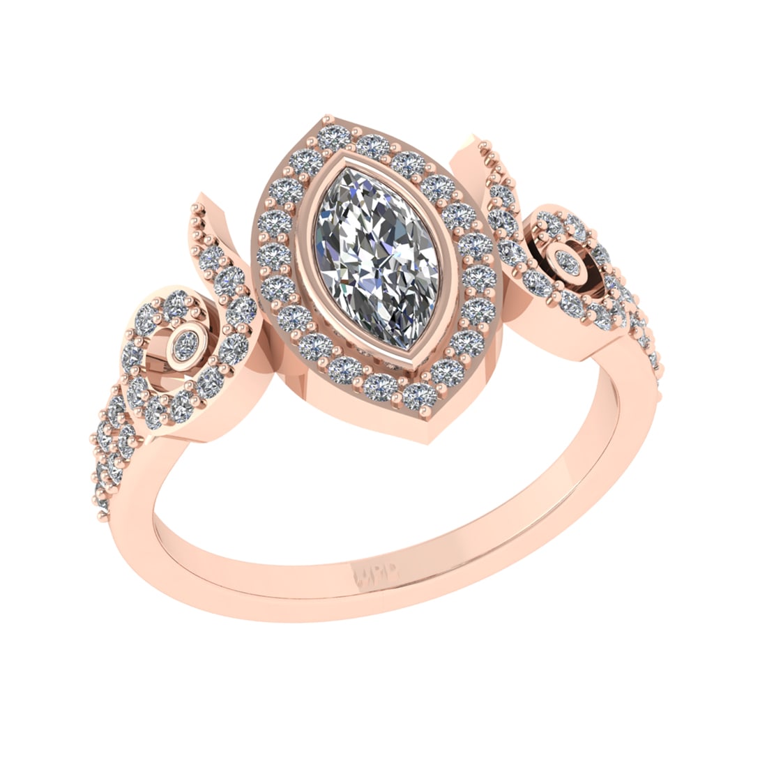 0.93 Ctw VS/SI1 Diamond 14K Rose Gold Engagement Ring: Center Diamond Weight : 0.50 Ctw (Marquise Cut) Center Diamond Color :-J-K Center Stone Setting : Prong Clarity : VS/SI1 Total Weight Of Ctw 0.43 Ctw Color : J-K Clarity : VS/SI1 Stone Setting : Prong