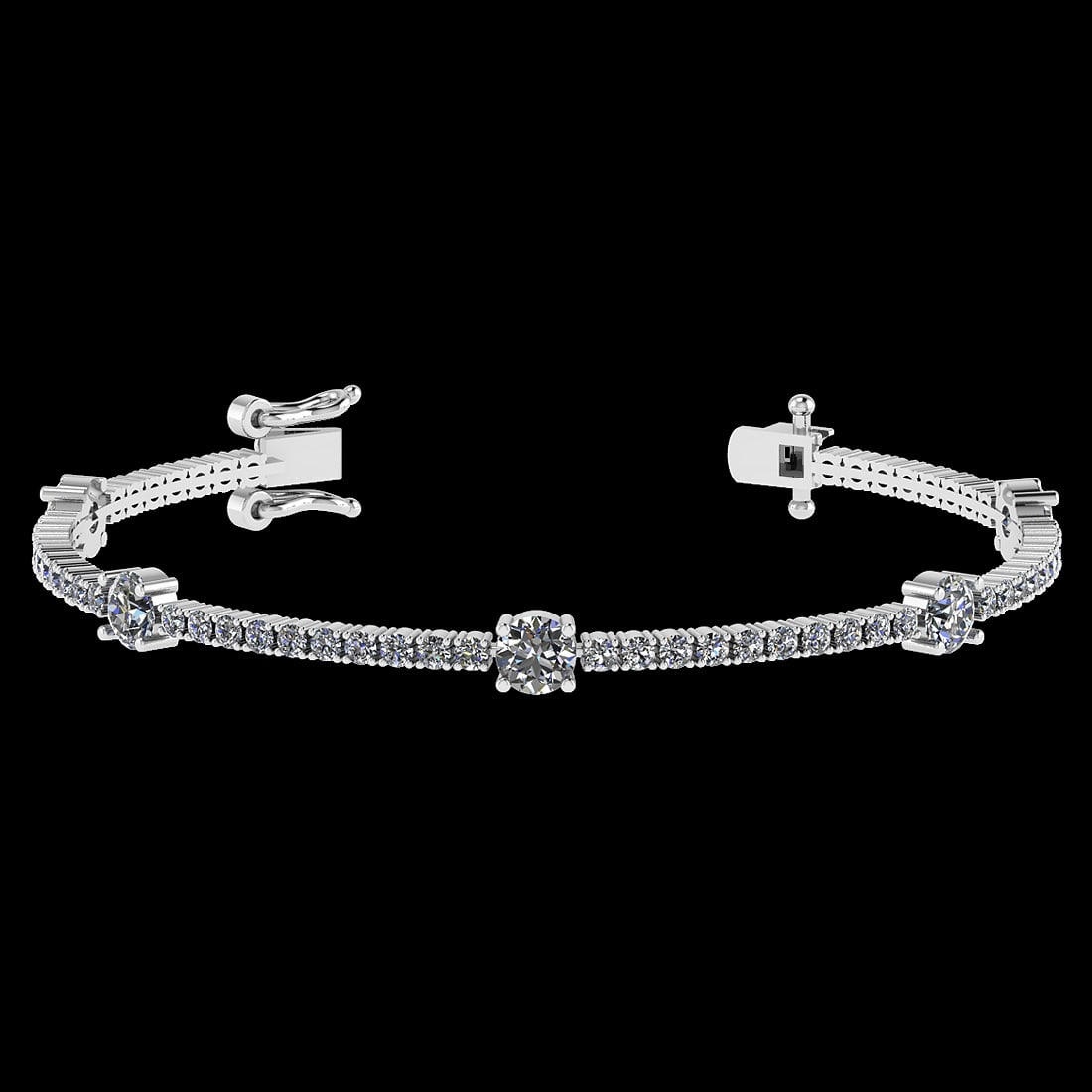 2.10 Ctw VS/SI1 Diamond Style 14K White Gold Bracelet (ALL DIAMOND ARE LAB: Center Diamond Weight : 0.62 Ctw ( Round Cut) Center Color :-J-K Center Stone Clarity :- VS/SI1 Center Stone Setting : Prong Side Stone Weight Of Ctw 1.48 Ctw Side Stone Color : J-K Stone Clarity : VS