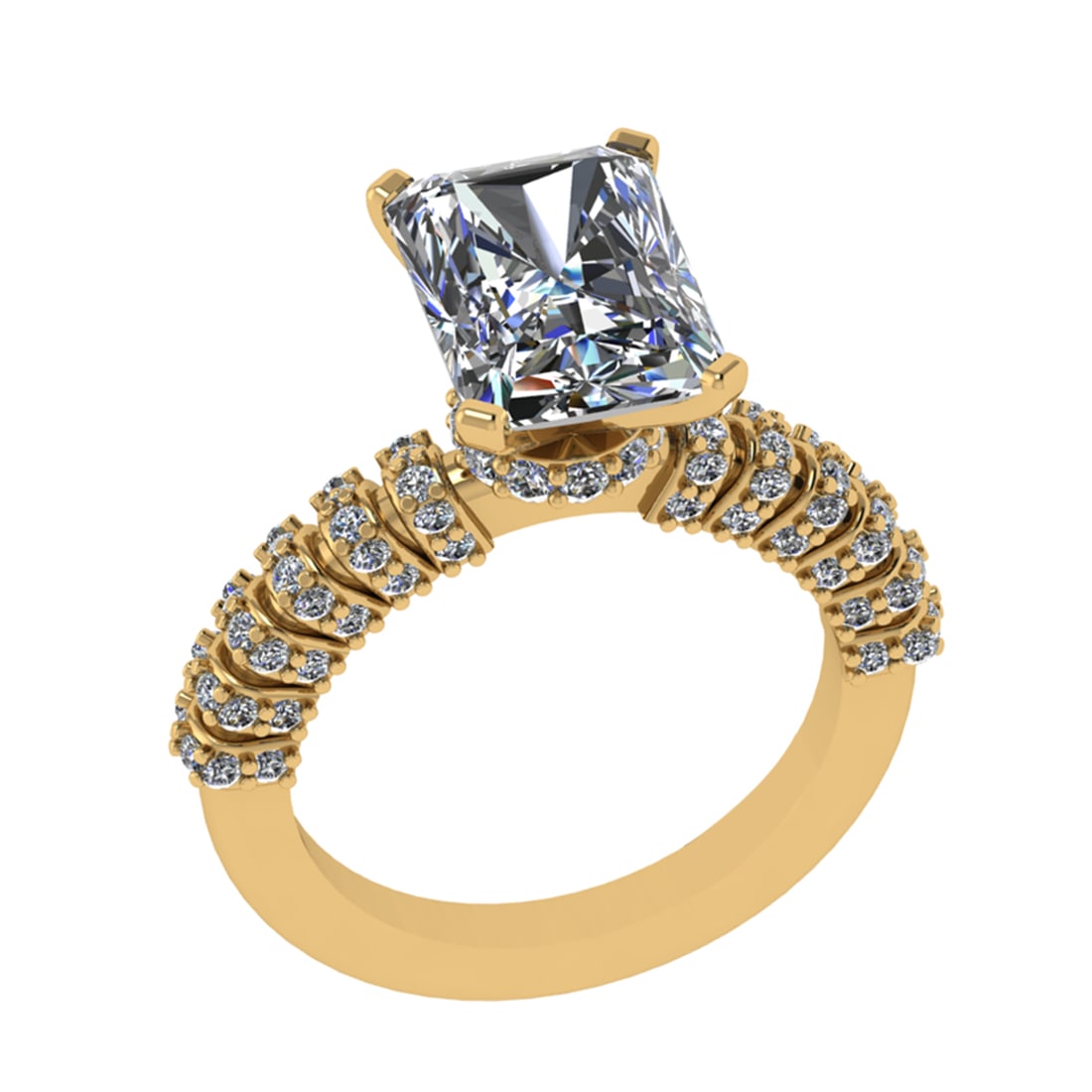 3.79 Ctw VS/SI1 Diamond 14k Yellow Gold Engagement Ring (ALL DIAMOND ARE LA: Center Daimond Weight :-2.80 Ctw ( Emerald Cut) Color : G-H Clarity : VS/SI1 Side Diamond Weight Of Ctw 0.99 Ctw Color : G-H Clarity : VS/SI1 Daimond Setting : Prong Metal Weight : Approx 5.25 gram 14