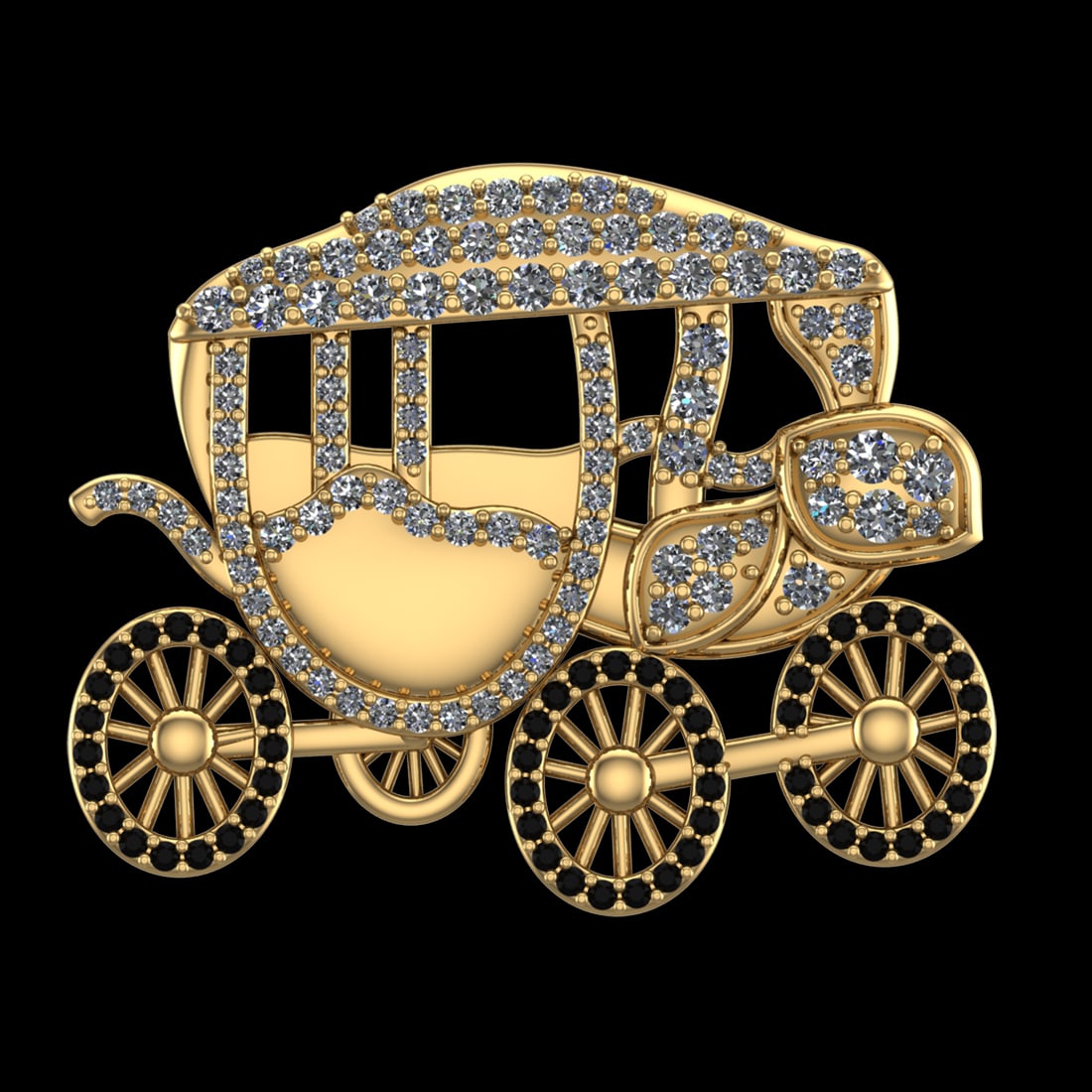 1.24 Ctw VS/SI1 Treated fancy black & White J-K Diamond 10k Yellow Gold Bro (1 of 1)