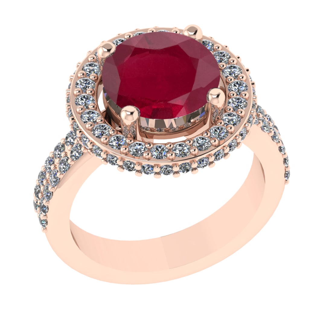 1.07 Ctw VS/SI1 Ruby and Diamond 14k Rose Gold Engagement Ring (ALL DIAMOND (1 of 2)