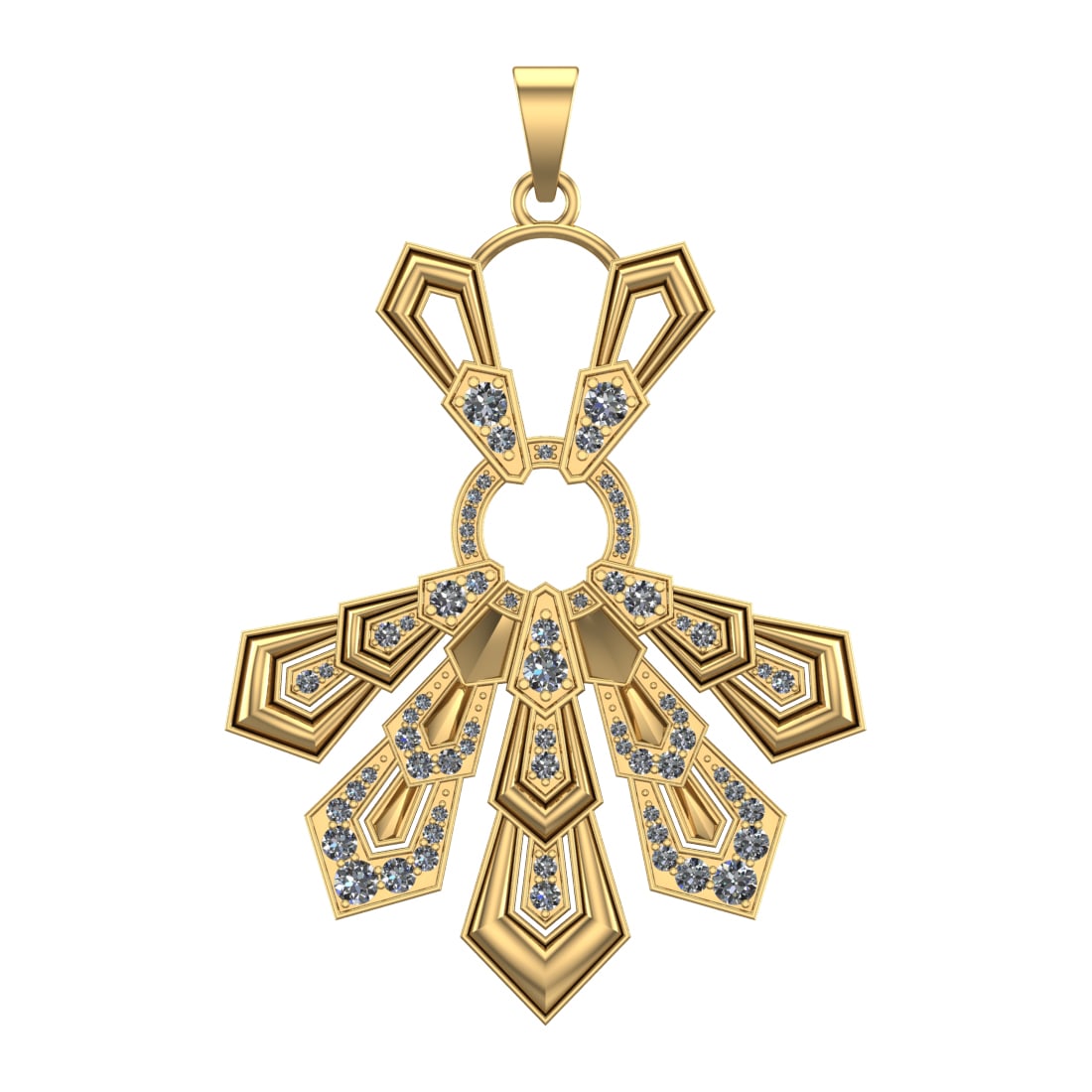 3.33 Ctw SI2/SI1 Diamond Prong Set 14k Yellow Gold Pandant (ALL DIAMOND ARE (1 of 1)