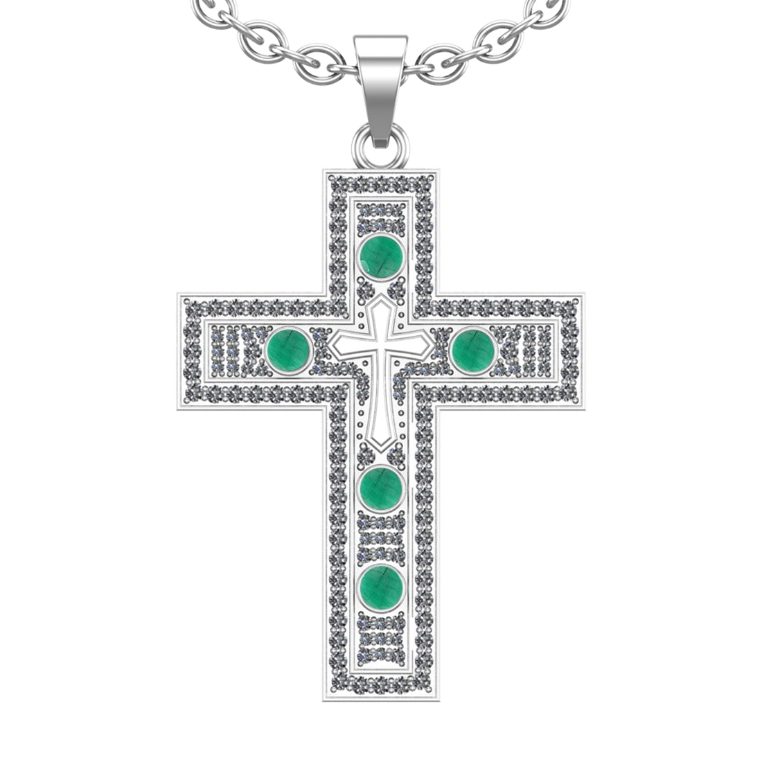1.96 Ctw VS/SI1 Emerald and Diamond 14k white Gold Pandant Necklace (ALL DI (1 of 1)