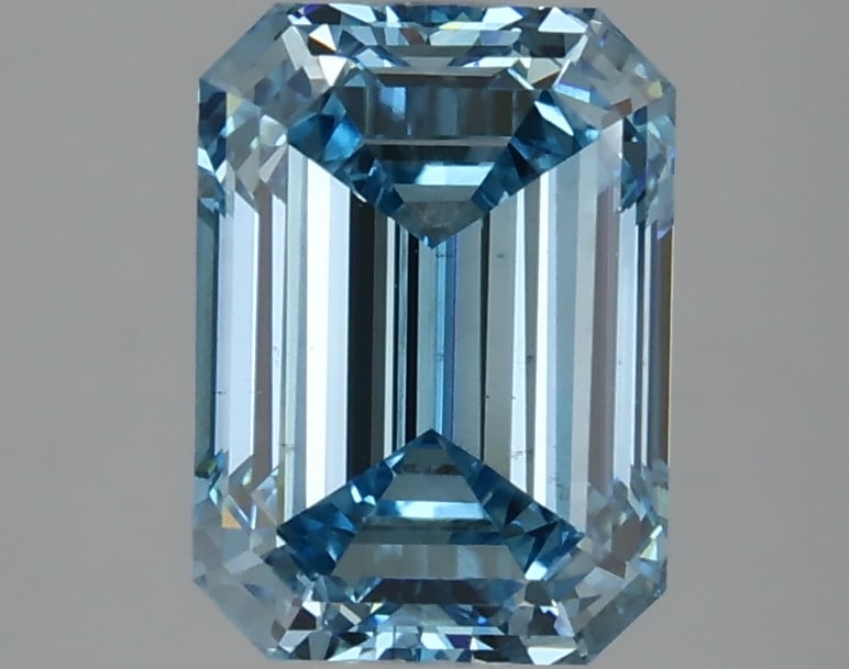 2.47ct Emerald Cut Lab Grown Diamond: IGI CertifiedEmeraldCut Loose Diamond (LAB GROWN) - Weight:2.47 ctw; Color: Fancy Vivid Blue; Clarity: VS1 #3SS98762v15