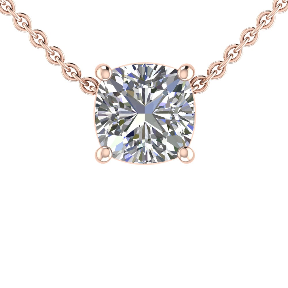2.00 Ctw SI1/SI2 Diamond Prong Set 14K Rose Gold Solitaire Pendant: Total Daimond Weight :-2.00 Ctw (Cushion Cut) Color : G-H Clarity : SI1/SI2 Setting : Prong Metal Weight : Approx 3.20 gram 14K Rose Gold Solitaire Necklace (ALL DIAMOND ARE LAB GROWN ) #3SS96747v15