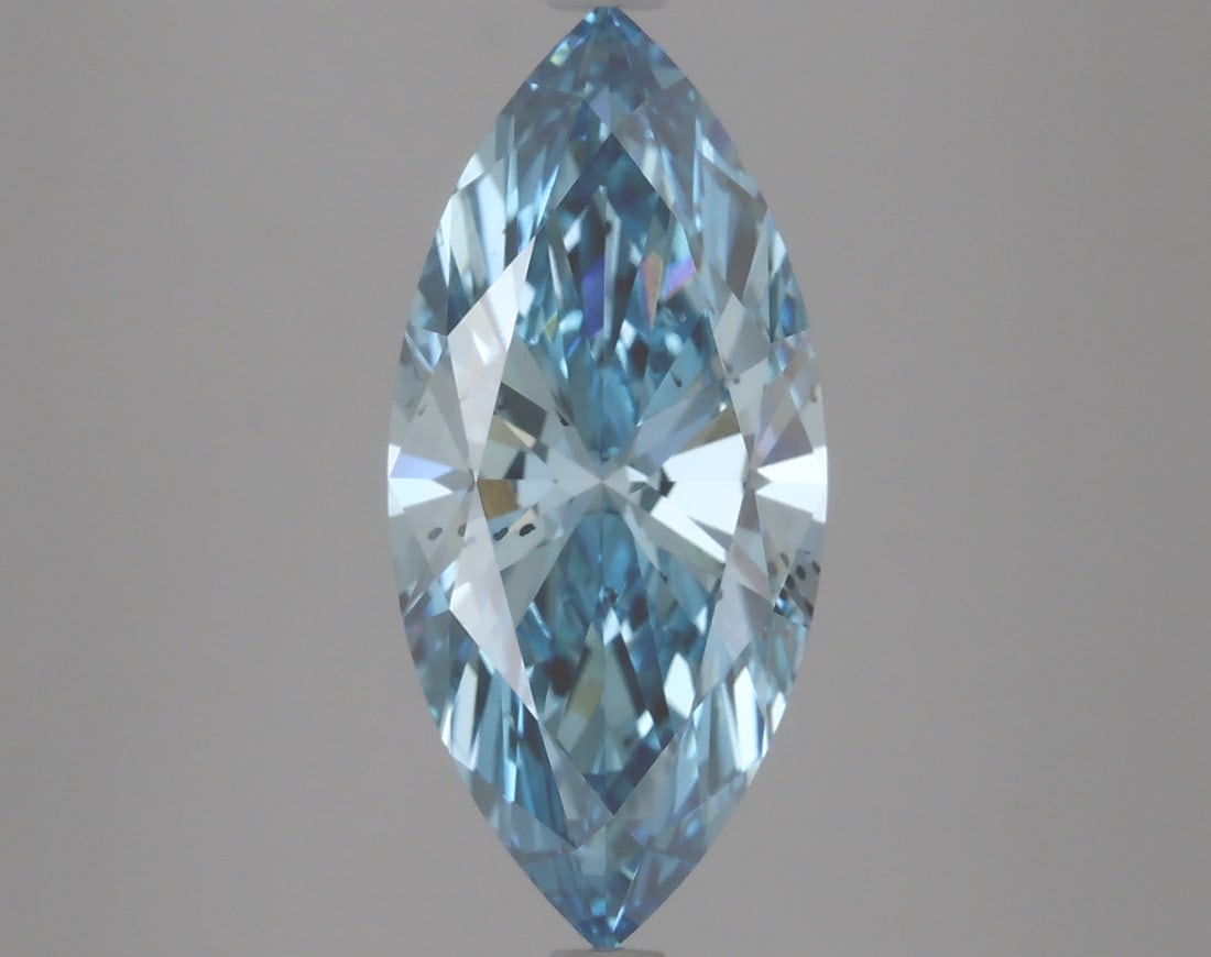 3.69ct Marquise Cut Lab Grown Diamond: IGI Certified Marquise Cut Loose Diamond (LAB GROWN) - Weight: 3.69 ctw; Color: Fancy Vivid Blue; Clarity: SI1 #3SS99264v15