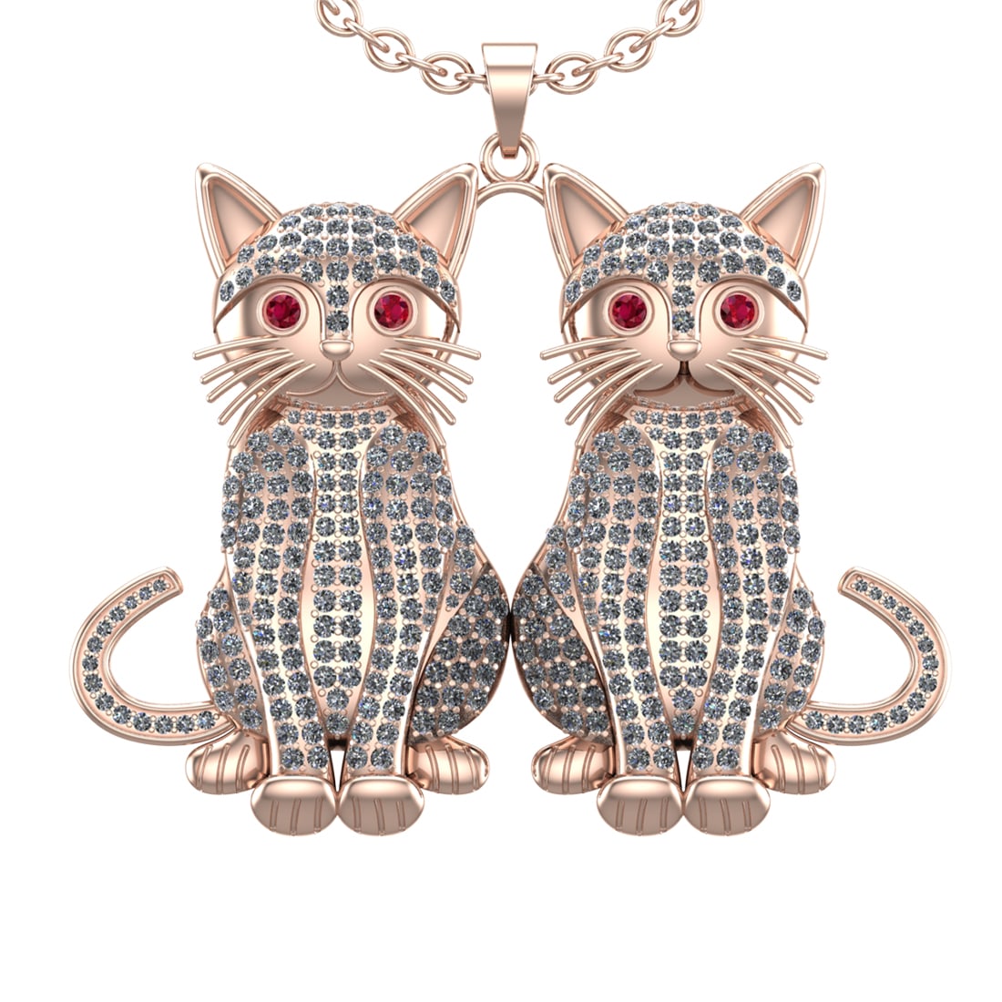 7.10 Ctw VS/SI1 Diamond 14k Rose Gold Creature theme Pandant (ALL DIAMOND A: Eye stone Weight :- 0.27 ctw Eye Stone Color :-Ruby Setting : Prong Total Daimond Weight :-6.83 Ctw Color : G-H Clarity : VS/SI1 Setting : Prong Metal Weight : Approx 65.51 gram 14k Rose Gold Creature