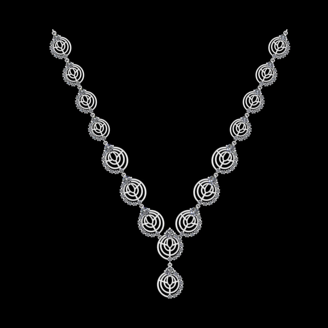 9.64 Ctw SI1/SI2Diamond Prong Set 10k white Gold Necklace (ALL DIAMOND ARE (1 of 1)
